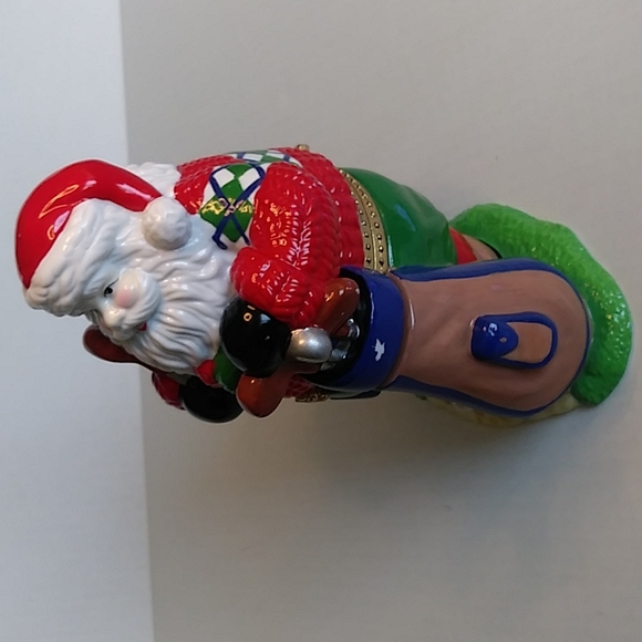 Santa Claus Christmas Trinket Box Golf Figurine Porcelain - Picture 3 of 16